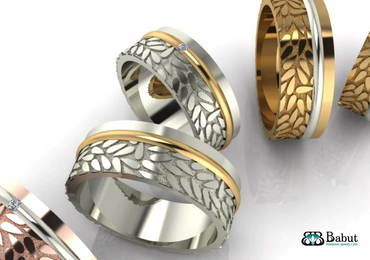 rings wedding 2 rings 3D Model .c4d .max .obj .3ds .fbx .stl .blend 