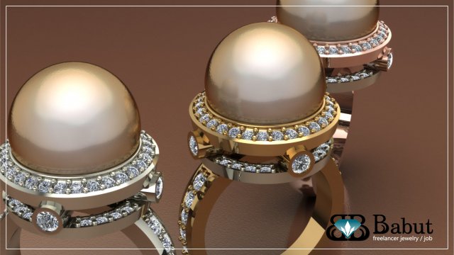 ring with pearl and diamond Model 3D .c4d .max .obj .3ds .fbx .stl .blend 