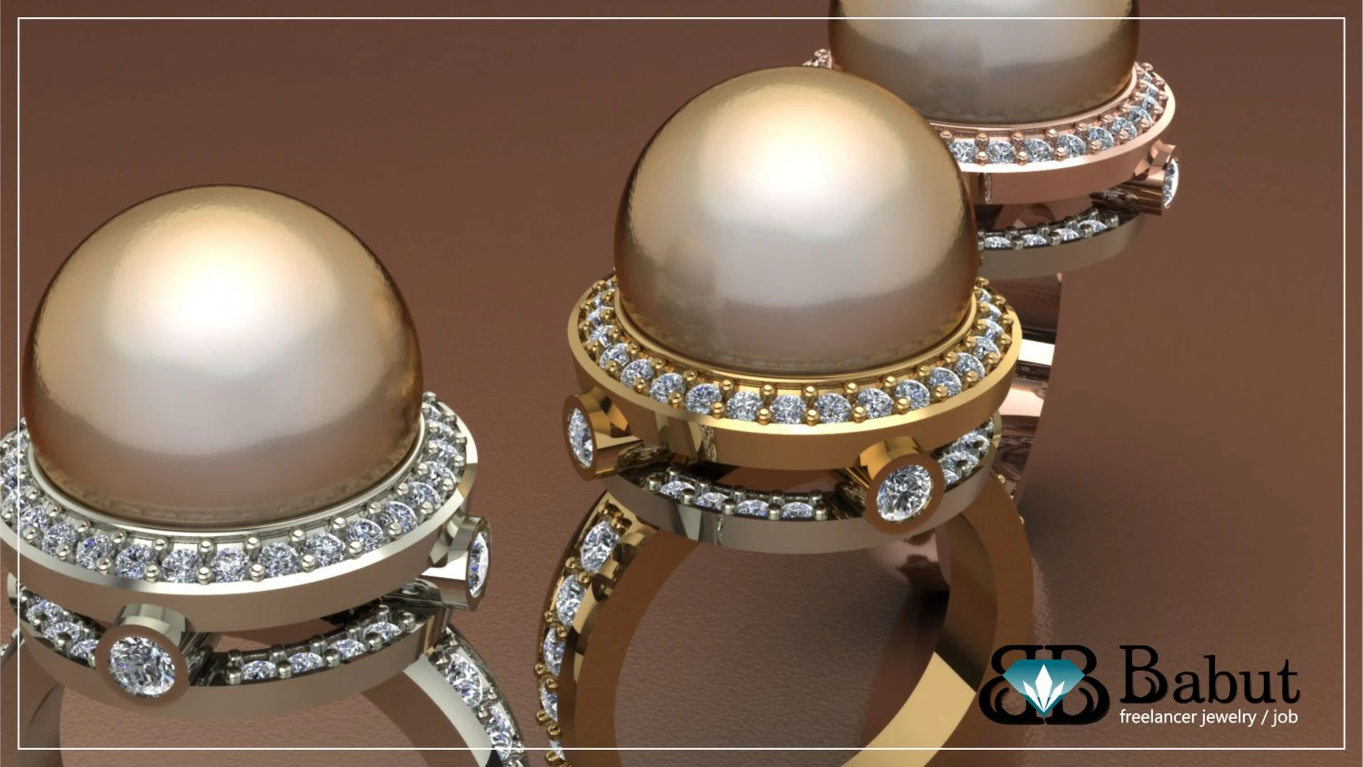 ring with pearl and diamond 3D Model .c4d .max .obj .3ds .fbx .stl .blend