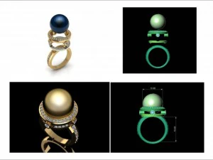 ring with pearl and diamond 3D Model