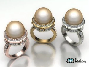 ring with pearl and diamond 3D Model