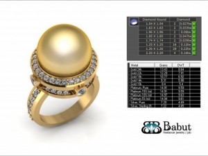ring with pearl and diamond Model 3D