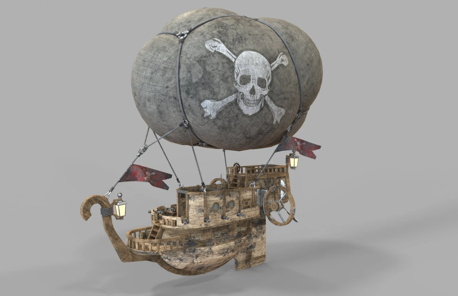 airship 3D Model .c4d .max .obj .3ds .fbx .stl .blend 