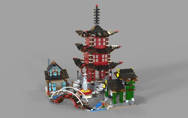 lego chinese temple 3D in 3DExport
