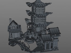 lego chinese temple 3Dモデル