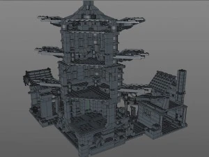 lego chinese temple 3D Model