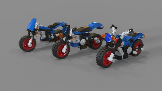 lego motorcycles pack 3D Model .c4d .max .obj .3ds .fbx .stl .blend 