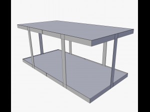 industrial square table long 3D Model