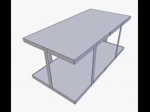 industrial square table long 3D Model