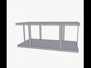 industrial square table long 3D Model