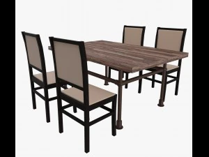 의자와 테이블 3D 모델