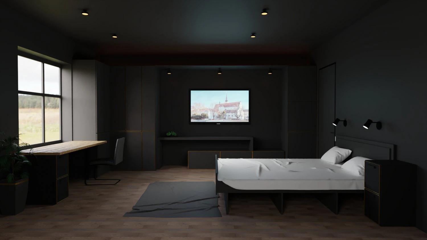 hotel room 3D Model .c4d .max .obj .3ds .fbx .stl .blend 