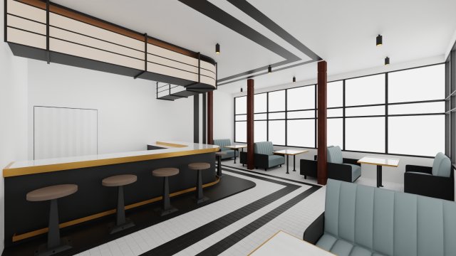 modern cafe 3D Модель .c4d .max .obj .3ds .fbx .stl .blend