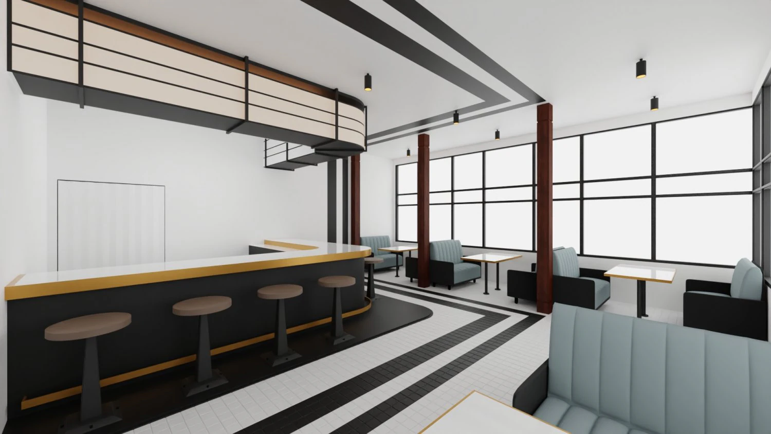 modernes Caf&eacute; 3D Modell .c4d .max .obj .3ds .fbx .stl .blend 