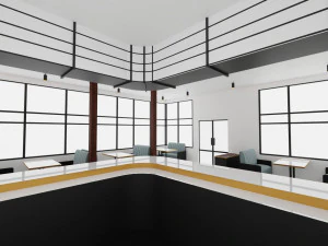 modernes Caf&eacute; 3D Modell