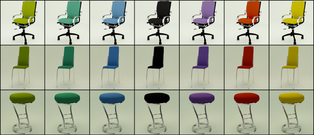 3 chairs set 3D 모델 .c4d .max .obj .3ds .fbx .stl .blend 