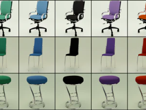 3把椅子一套 3D 模型