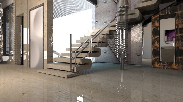 modern interior staircase 3D 모델 .c4d .max .obj .3ds .fbx .stl .blend 
