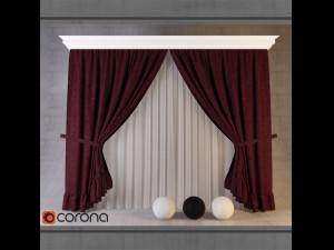 set of curtains 1 3D 模型