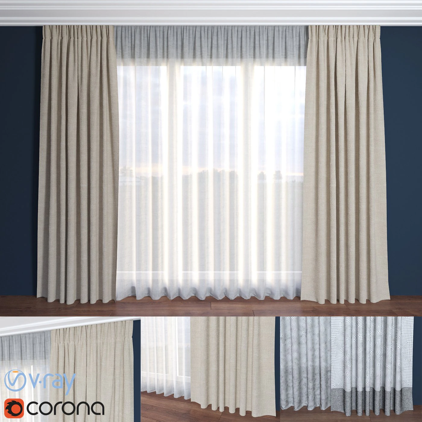 curtain contemporary 3D Model .c4d .max .obj .3ds .fbx .stl .blend