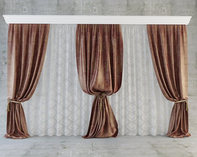 curtains classic set 3D Модель .c4d .max .obj .3ds .fbx .stl .blend 