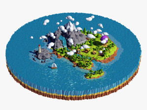 cartoon island low poly 3D Model