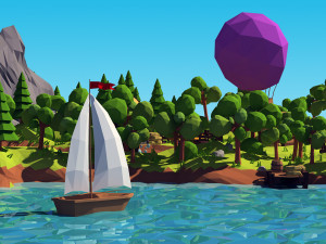 cartoon island low poly 3Dモデル