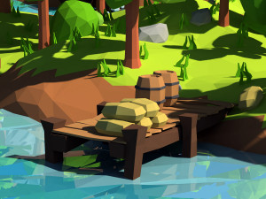 cartoon island low poly 3Dモデル