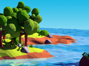 cartoon island low poly 3Dモデル