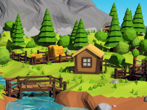 cartoon island low poly 3Dモデル