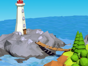 cartoon island low poly 3Dモデル