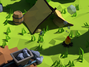 cartoon island low poly 3Dモデル