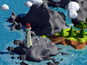 cartoon island low poly 3Dモデル