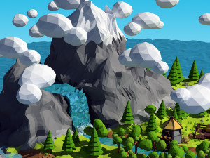 cartoon island low poly 3Dモデル