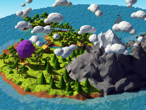 cartoon island low poly 3Dモデル