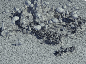 cartoon island low poly 3Dモデル
