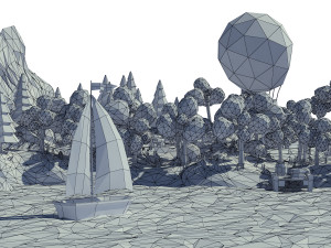 cartoon island low poly 3Dモデル