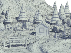 cartoon island low poly 3Dモデル