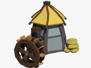 cartoon water mill 3D Модель