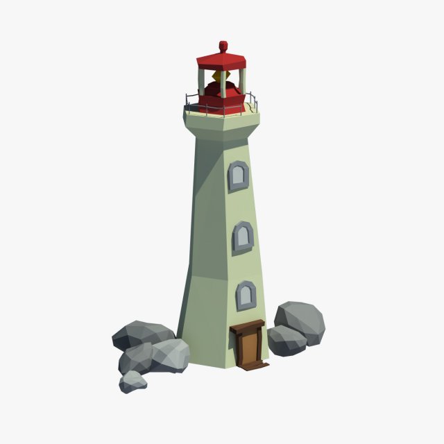 cartoon lighthouse 3D 모델 .c4d .max .obj .3ds .fbx .stl .blend 