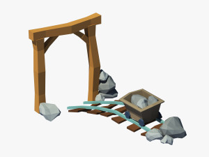 cartoon mine cart 3D 模型