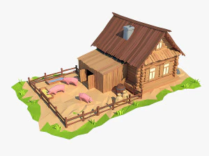 casa de madera de dibujos animados Modelo 3D