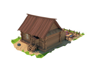 cartoon wooden house 3D 模型