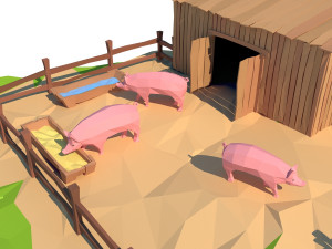 cartoon wooden house 3D 模型