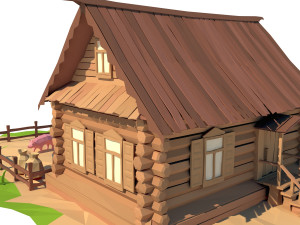 cartoon wooden house 3D 模型