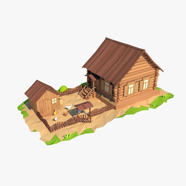 cartoon wooden house Modèle 3D .c4d .max .obj .3ds .fbx .stl .blend 