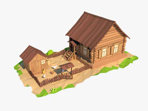 casa de madera de dibujos animados Modelo 3D