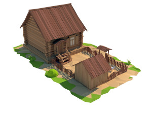 cartoon wooden house Modèle 3D