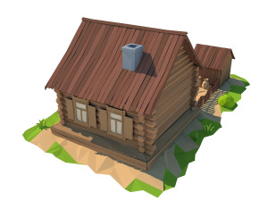 cartoon wooden house Modèle 3D