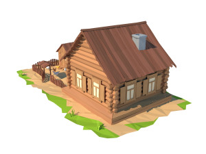 cartoon wooden house Modèle 3D